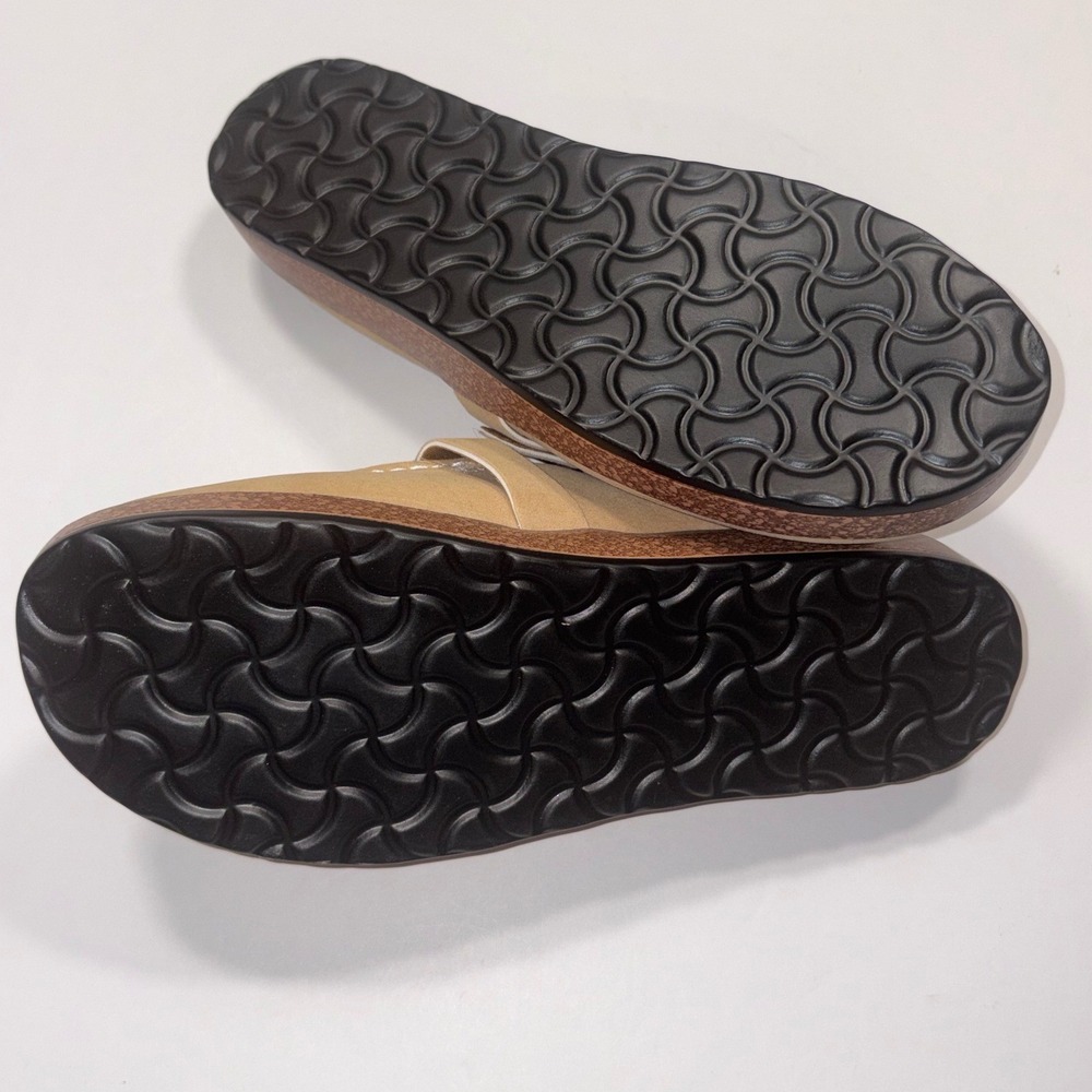 Tan Mule Loafers Buckle Detail Slip On Flats Women Size see Pictures - Picture 3 of 8